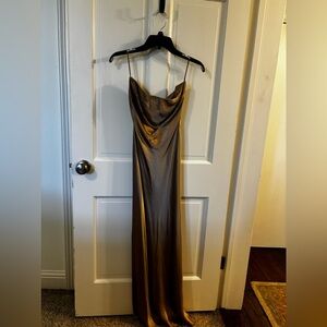 Strapless champagne silk dress